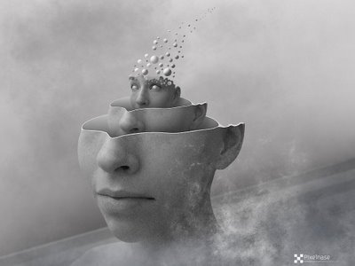 la boite noire del'esprit humain psychologie humaine : des têtes sont représentées comme des poupées russes